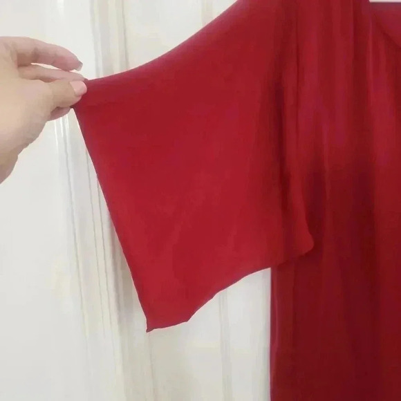 Chico's Red Square Flutter Sleeve Blouse - Picture 4 of 5